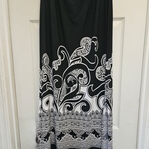 Susan Graver A-Line Maxi Skirt Black and White Cocktail